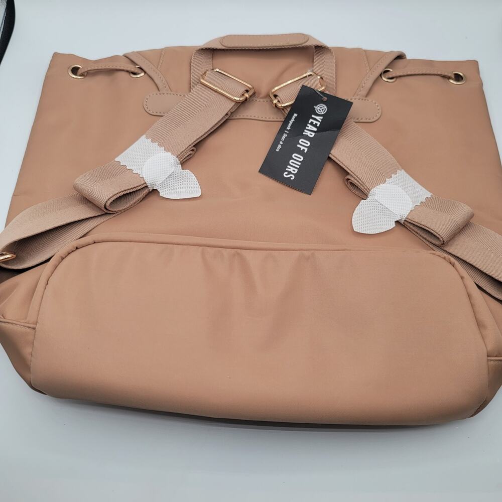 Year of Ours x FFF Taupe Nylon Backpack NWT - Convertible Tote Bag w/ Pockets - Picture 6 of 10